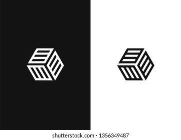 Business icon Hexagon, geometric design concept. Minimal abstract vector logo or element design. Best for identity and logotypes. Black white version of simple form.