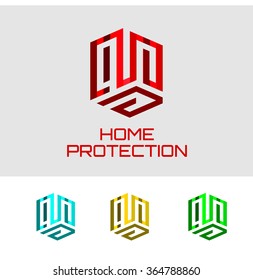 Business Icon - Home protection. Vector logo design template. Logo concept for Home security, building home architecture
