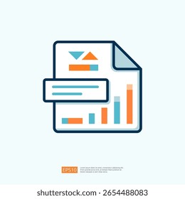 Ilustración de icono de negocio que representa el análisis de datos y las estrategias de crecimiento con gráficos y gráficos coloridos