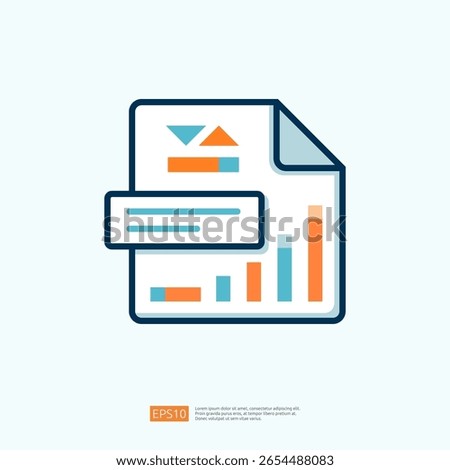 Business Icon Illustration Representing Data Analysis and Growth Strategies with Colorful Graphs and Charts
