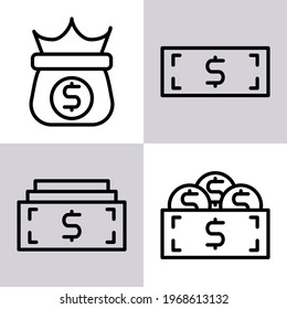 business icon, job icon, money bag icon, with line icon style, suitable for business advertisements