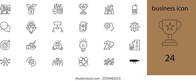 a business icon line vector illastration . and A sleek, minimalist line-art icon representing growth, innovation, and professionalism, ideal for modern businesses.