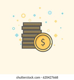 Business icon, management. Simple vector icon of a stack of coins. Flat style.
