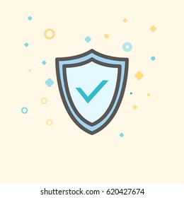Business icon, management. Simple vector icon of a blue shield. Flat style.
