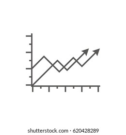 Business icon, management. Simple vector flat icon of a rising arrows as diagram.
