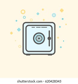 Business icon, management. Simple vector icon of a traditional safe box. Flat style.
