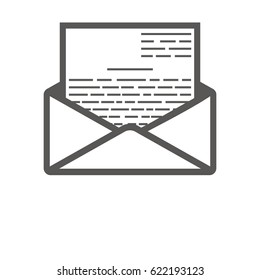 Business icon, management. Simple vector icon of an open envelope with contract inside. Flat style.
