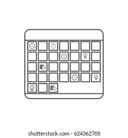 Business icon, management. Simple vector icon of a filled with tasks calendar. Line art style.
