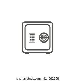 Business icon, management. Simple vector icon of a modern safe box. Line art style.
