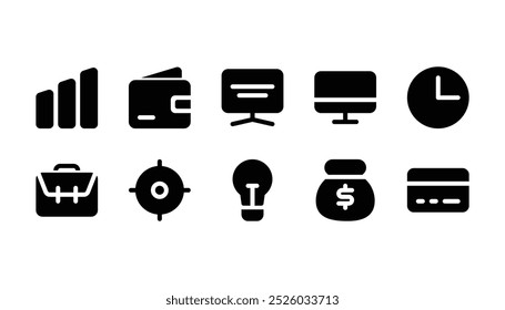 Business icon pack solid style