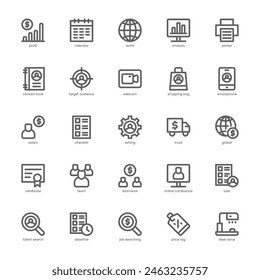 Business icon pack for your website, mobile, presentation, and logo design. Business icon outline design. Vector graphics illustration and editable stroke.
