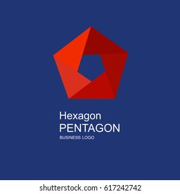 Business icon pentagon, flat pentagon, geometric design concept