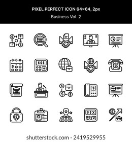Business icon pixel perfect, size 64x64 with 2px lines volume 02. Perfect for your design project needs.