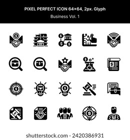 Business icon pixel perfect, size 64x64 with 2px Glyph, volume 02. Perfect for your design project needs.