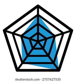Business Icon of Radar Chart (Spider Chart) (2-color, Blue, Multivariable Analysis, Balance, Assessment)