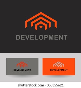 Business Icon -  Real estate building CEO business company. Vector logo design template.  Business logo template for Real Estate, brokerage, building, renovation businesses. Business graphics.