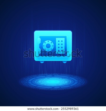 Business icon of a safe with a combination dial and keypad. The safe symbolizing security and protection. The design is modern and sleek, suitable for digital contexts
