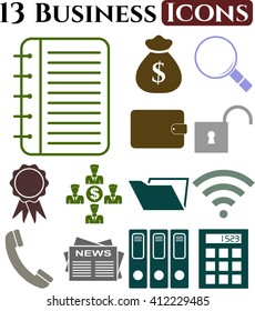 business icon set. 13 icons total. Set of web Icons.