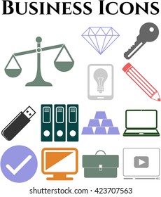 business icon set. 13 icons total. Universal and Standard Icons.
