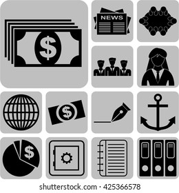 business icon set. 13 icons total. Universal Modern Icons.