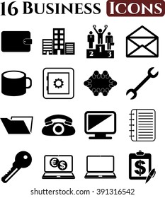 business icon set. 16 icons total. Minimal Modern.