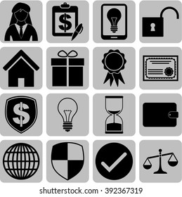 business icon set. 16 icons total. Quality Icons.