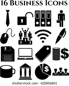 business icon set. 16 icons total. Minimal Modern.