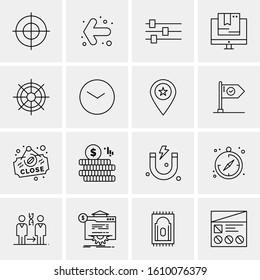 Business Icon Set. 16 Universal Icons Vector. Creative Beauitful Icon Illustration to use in Print and Web Related project.