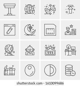 Business Icon Set. 16 Universal Icons Vector. Creative Beauitful Icon Illustration to use in Print and Web Related project.