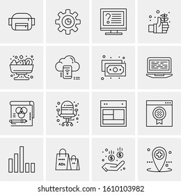Business Icon Set. 16 Universal Icons Vector. Creative Beauitful Icon Illustration to use in Print and Web Related project.