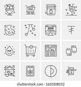 Business Icon Set. 16 Universal Icons Vector. Creative Beauitful Icon Illustration to use in Print and Web Related project.