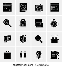 Business Icon Set. 16 Universal Icons Vector. Creative Beauitful Icon Illustration to use in Print and Web Related project.
