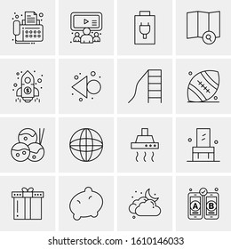 Business Icon Set. 16 Universal Icons Vector. Creative Beauitful Icon Illustration to use in Print and Web Related project.