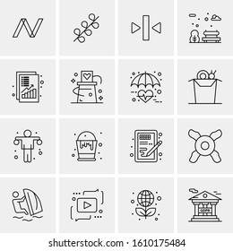 Business Icon Set. 16 Universal Icons Vector. Creative Beauitful Icon Illustration to use in Print and Web Related project.