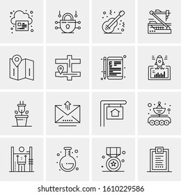 Business Icon Set. 16 Universal Icons Vector. Creative Beauitful Icon Illustration to use in Print and Web Related project.