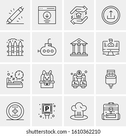 Business Icon Set. 16 Universal Icons Vector. Creative Beauitful Icon Illustration to use in Print and Web Related project.