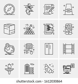 Business Icon Set. 16 Universal Icons Vector. Creative Beauitful Icon Illustration to use in Print and Web Related project.