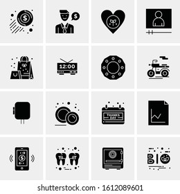 Business Icon Set. 16 Universal Icons Vector. Creative Beauitful Icon Illustration to use in Print and Web Related project.