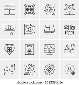 Business Icon Set. 16 Universal Icons Vector. Creative Beauitful Icon Illustration to use in Print and Web Related project.