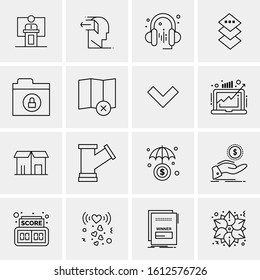 Business Icon Set. 16 Universal Icons Vector. Creative Beauitful Icon Illustration to use in Print and Web Related project.