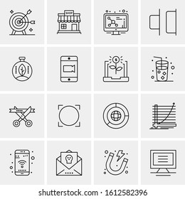 Business Icon Set. 16 Universal Icons Vector. Creative Beauitful Icon Illustration to use in Print and Web Related project.