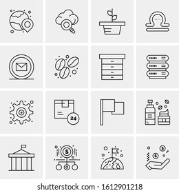 Business Icon Set. 16 Universal Icons Vector. Creative Beauitful Icon Illustration to use in Print and Web Related project.