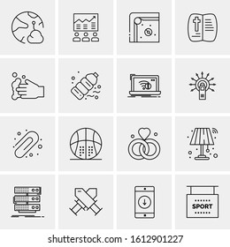 Business Icon Set. 16 Universal Icons Vector. Creative Beauitful Icon Illustration to use in Print and Web Related project.