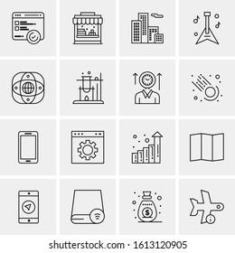 Business Icon Set. 16 Universal Icons Vector. Creative Beauitful Icon Illustration to use in Print and Web Related project.