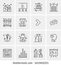 Business Icon Set. 16 Universal Icons Vector. Creative Beauitful Icon Illustration to use in Print and Web Related project.