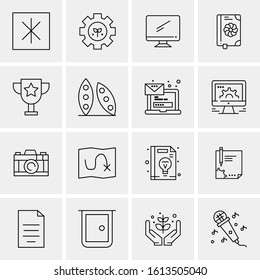 Business Icon Set. 16 Universal Icons Vector. Creative Beauitful Icon Illustration to use in Print and Web Related project.