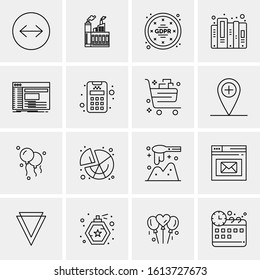 Business Icon Set. 16 Universal Icons Vector. Creative Beauitful Icon Illustration to use in Print and Web Related project.
