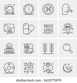 Business Icon Set. 16 Universal Icons Vector. Creative Beauitful Icon Illustration to use in Print and Web Related project.