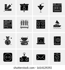 Business Icon Set. 16 Universal Icons Vector. Creative Beauitful Icon Illustration to use in Print and Web Related project.