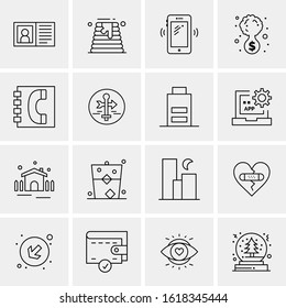 Business Icon Set. 16 Universal Icons Vector. Creative Beauitful Icon Illustration to use in Print and Web Related project.